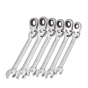 Flexible Ratchet Action Wrench Spanner Nut Tool Head Ratchet Metric Spanner Open End and Ring Wrenches Tool Size 8mm-13mm