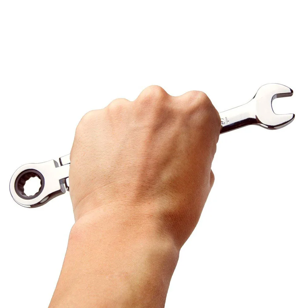 Flexible Ratchet Action Wrench Spanner Nut Tool Head Ratchet Metric Spanner Open End and Ring Wrenches Tool Size 8mm-13mm - Image 6