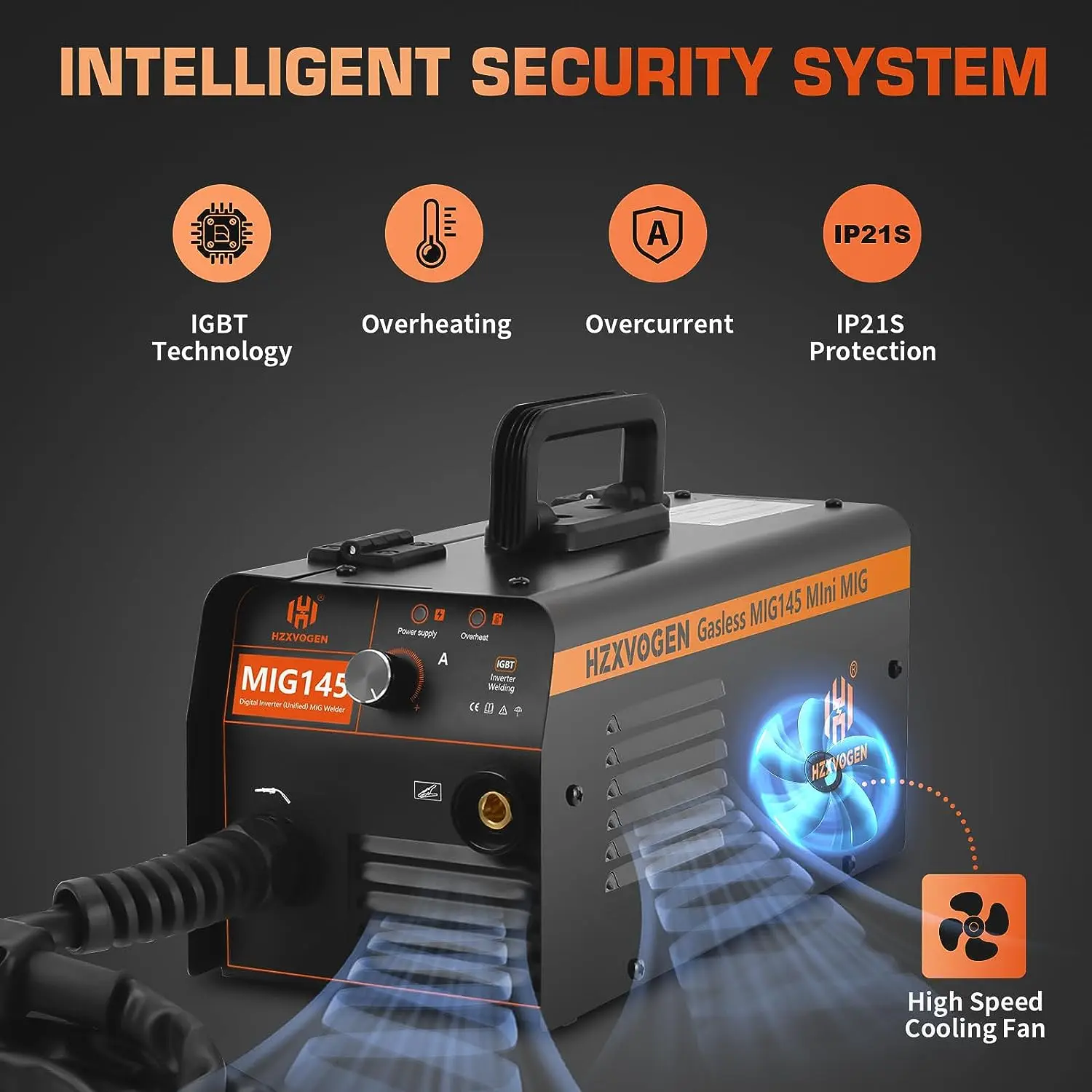 HZXVOGEN Non-Gas Semi-automatic Welding Machine MIG145 With wire 0.4-4mm For Gasless Iron Soldering Portable MIG Welder - Image 2